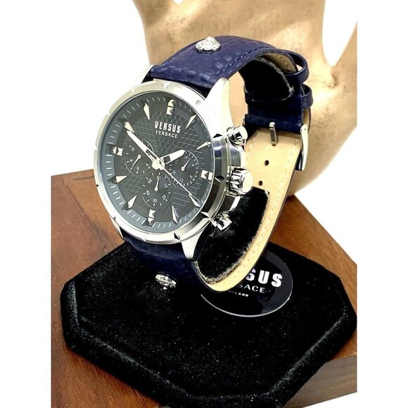 Versus by Versace Men's VSPBH7121 Quartz Blue Gray Dial Silver Leather B… - Picture 2 of 14